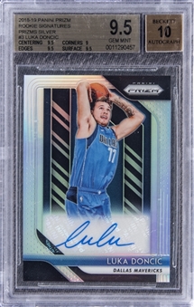 2018-19 Panini Silver Prizm #3 RS-LDC Luka Doncic Signed Rookie Card - BGS GEM MINT 9.5/BGS 10